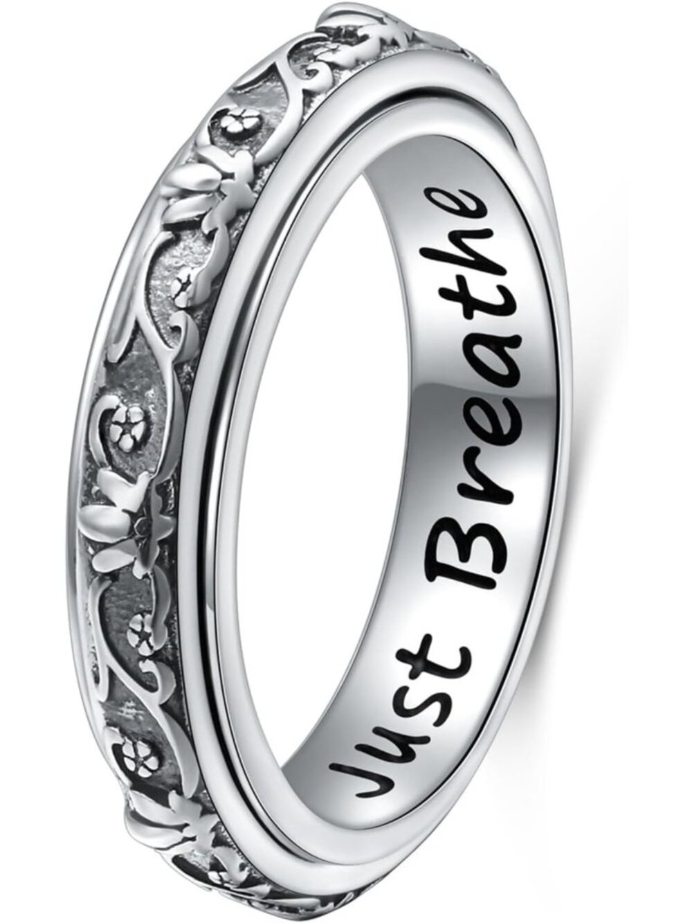 925 Sterling Silver Spinner Fidget Ring - Anxiety Relief Jewelry for Stress